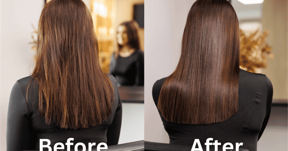 Hair botox before and after