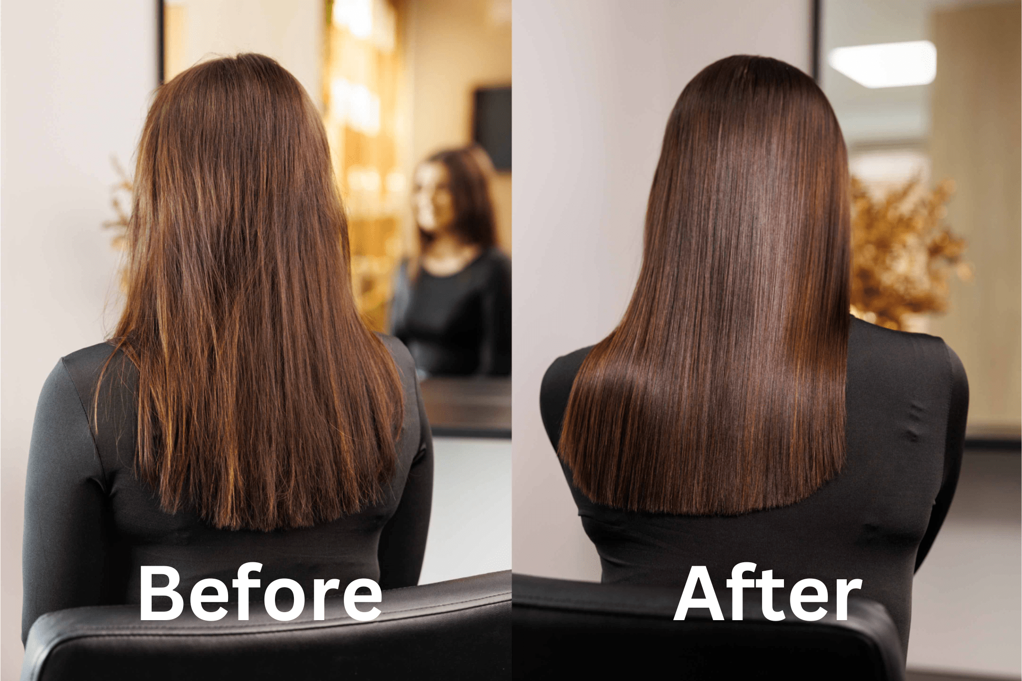 Hair botox before and after