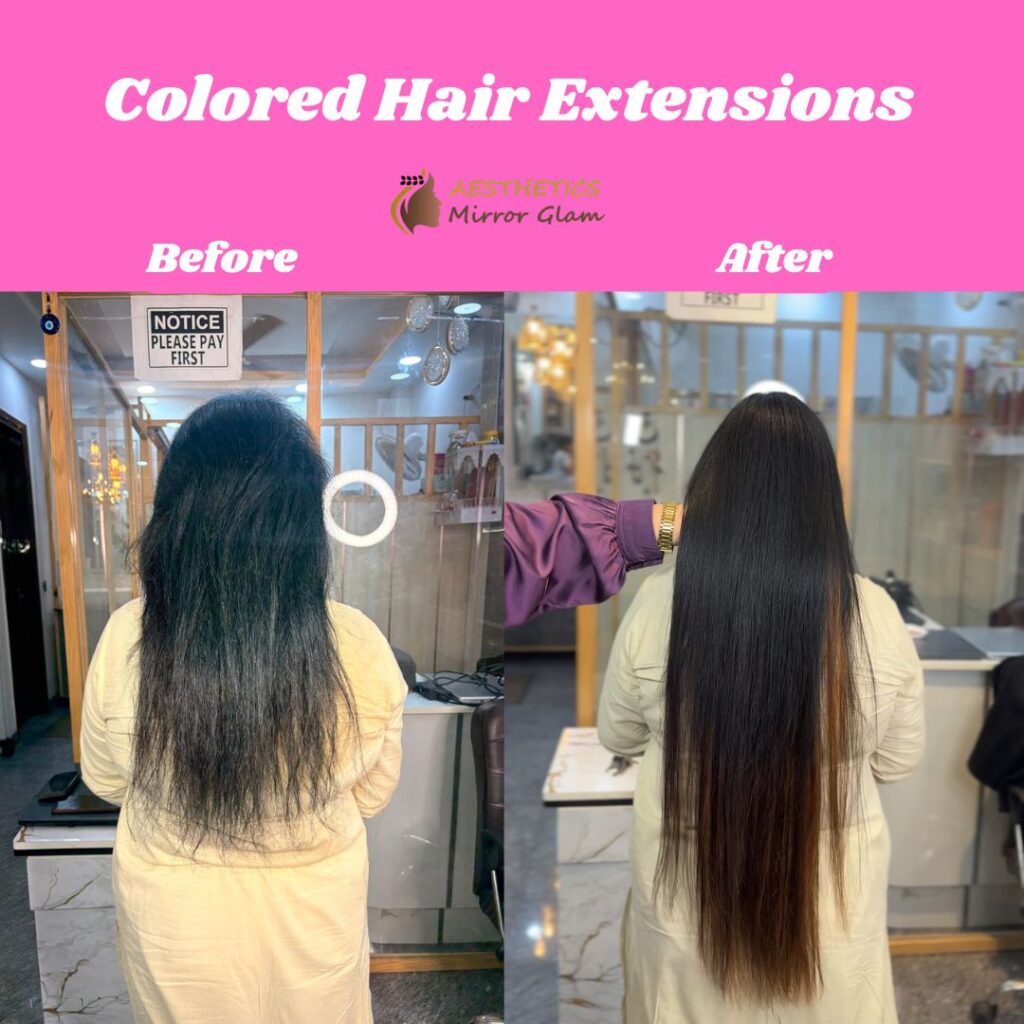 Thinking About Colored Hair Extensions before and after 