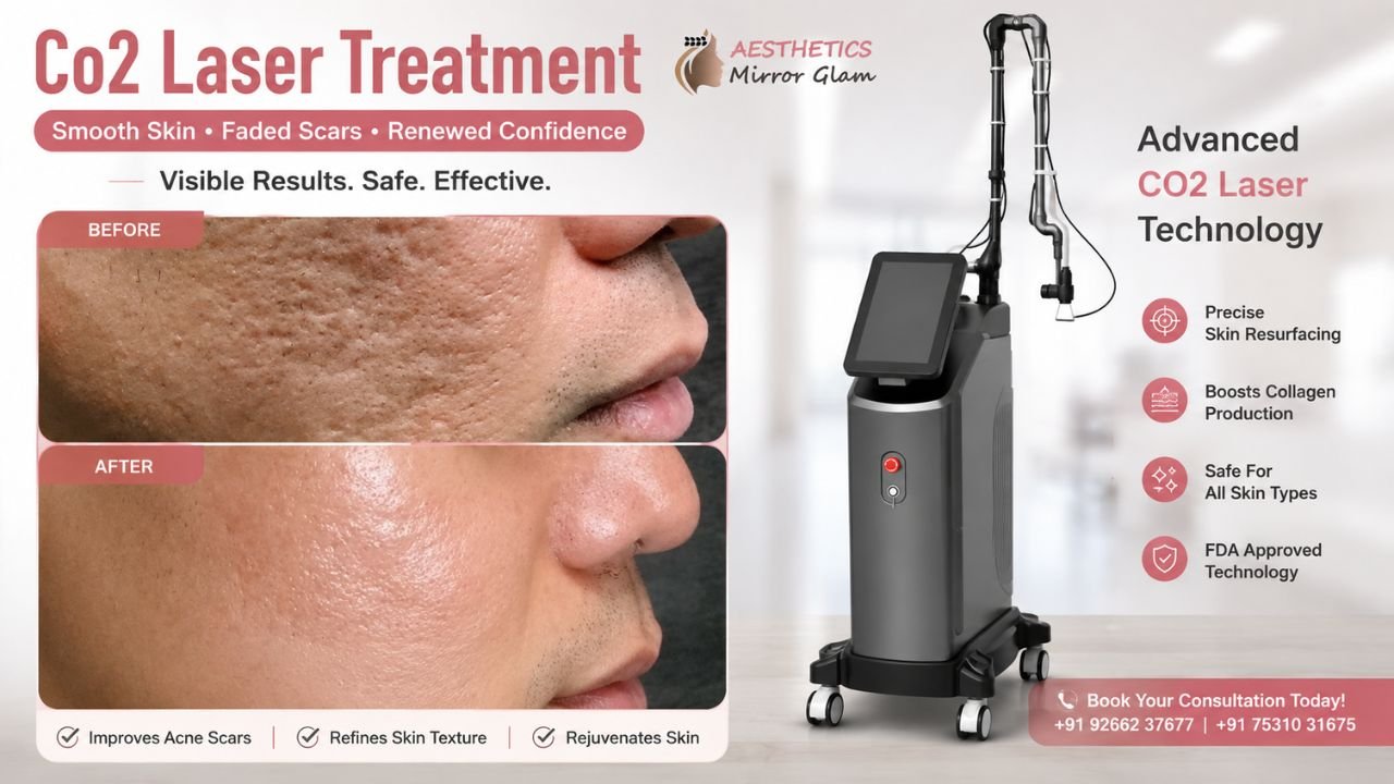 CO2 laser acne scar treatment in Rohini Delhi at Aesthetics Mirror Glam Studio
