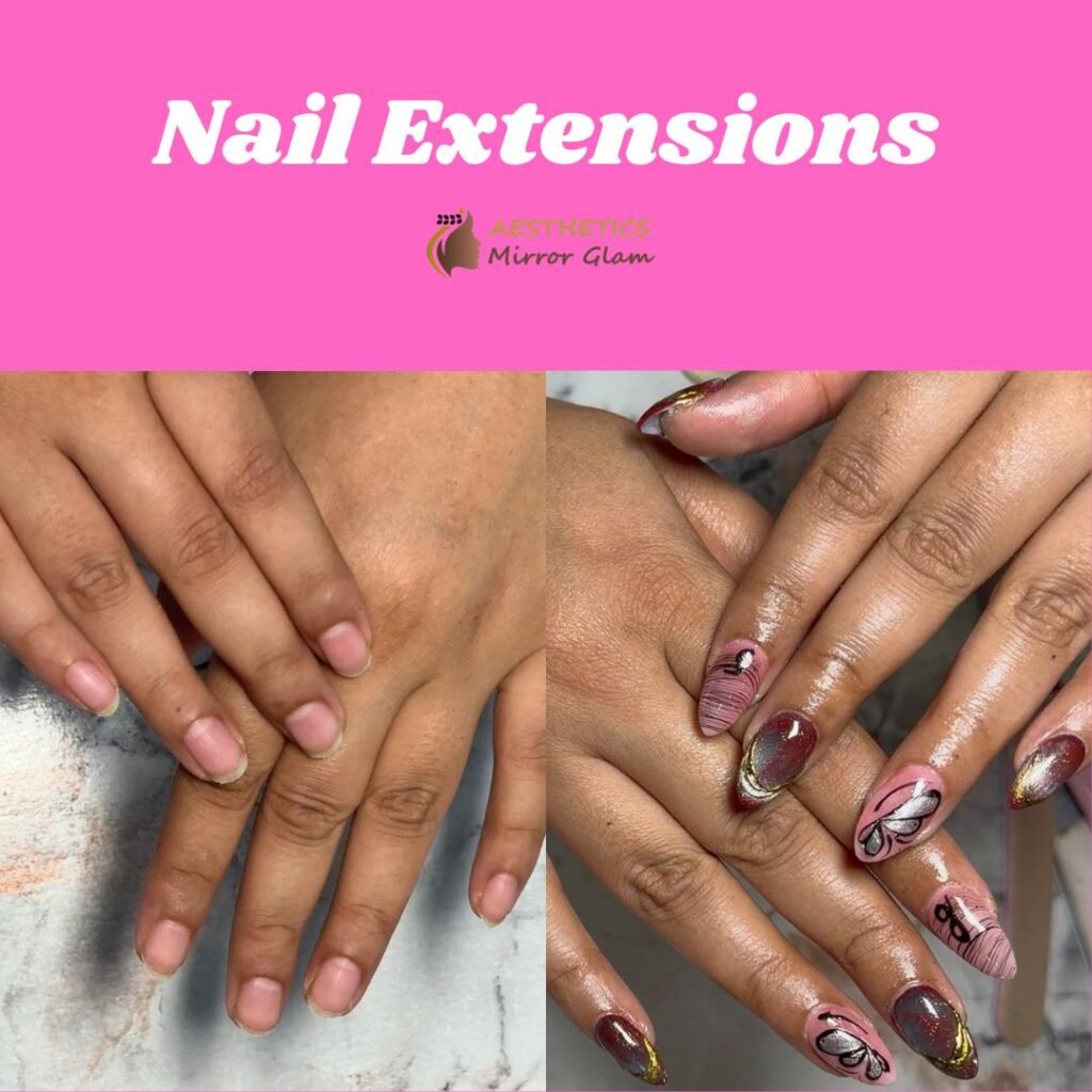 Gel nail extensions near me in Rohini, Delhi at Aesthetics Mirror Glam Studio